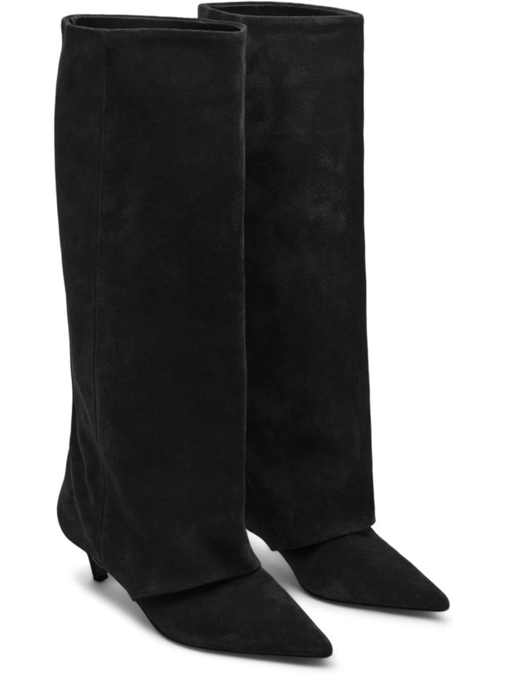 Stylish Wide Calf Knee High Boots for Women - Pointed Toe Kitten Heel Design